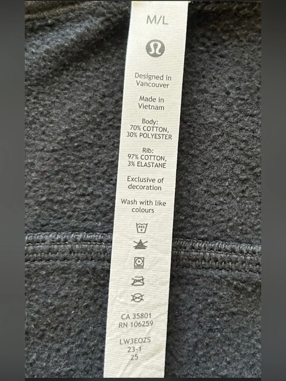 lululemon athletica Black Zip-Up Hooded Jacket size M/L